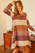 Load image into Gallery viewer, Long Sleeved Rib Stripe Pocket Dress