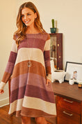 Load image into Gallery viewer, Long Sleeved Rib Stripe Pocket Dress