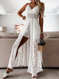 Load image into Gallery viewer, Women Lace Sexy Elegant Dress Sleeveless v Neck Hollow Out Midi Dress