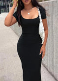 Load image into Gallery viewer, Women Chic Square Neck Short Sleeve Long Bodycon Dress