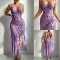 Load image into Gallery viewer, Women Butterfly Printed Spaghetti Strap Slim Slit Breathable Night Dress