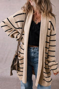 Load image into Gallery viewer, Women Striped Open Front Long Sleeve Cardigan