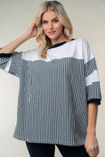 Load image into Gallery viewer, Women Full Size Striped Contrast Round Neck Top