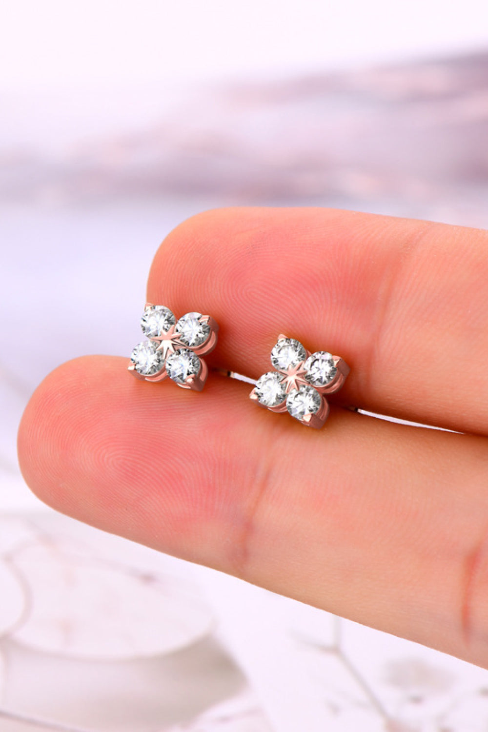Women Moissanite 925 Sterling Silver Four-Leaf Clover Shape Earrings