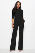 Load image into Gallery viewer, Women Mock Neck Tie-Waist Half Sleeve Jumpsuit