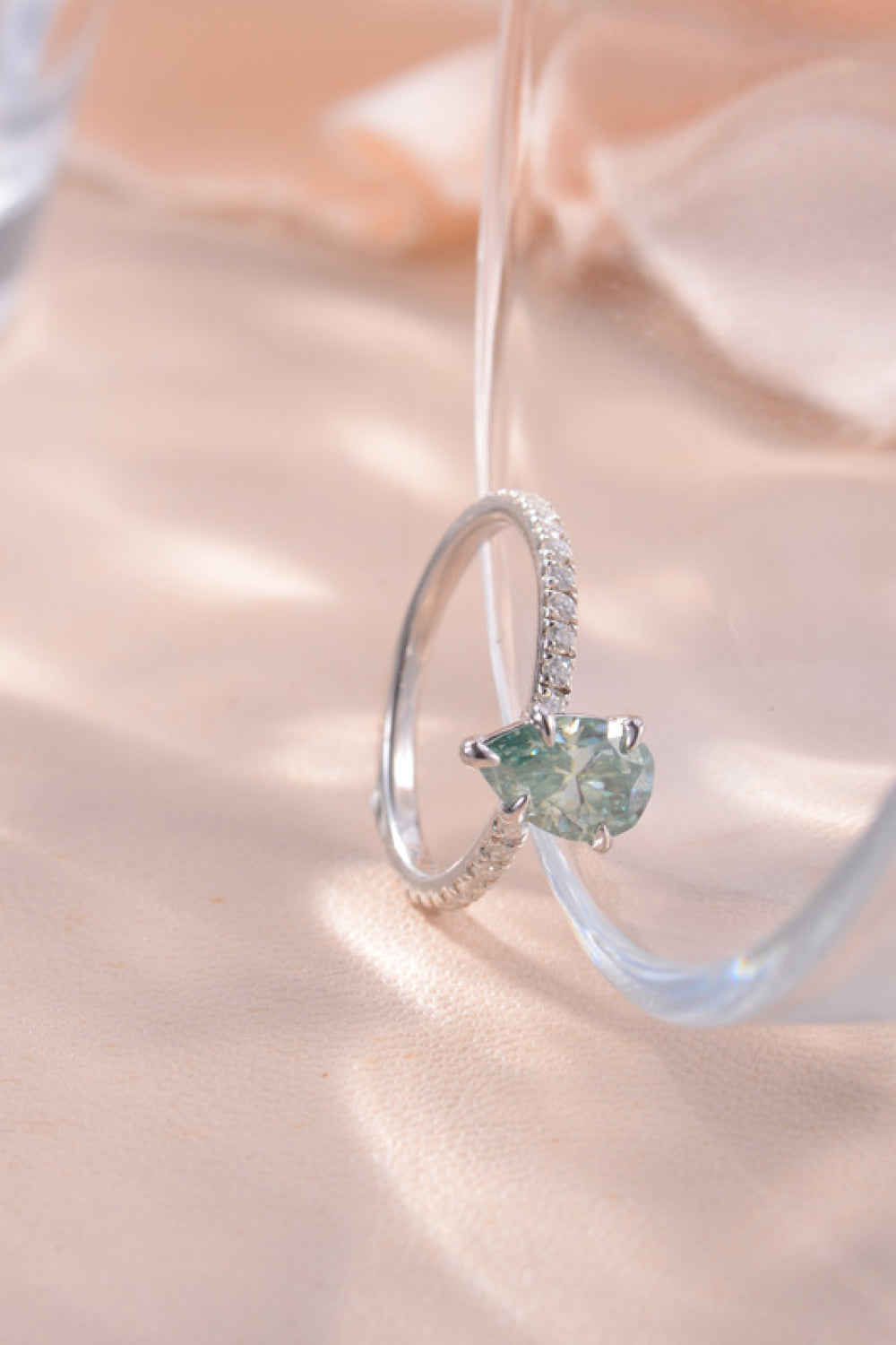 Women 1.5 Carat Teardrop Shape Moissanite 925 Sterling Silver Ring