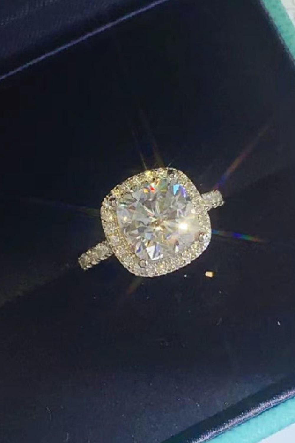 Women 3 Carat Moissanite 925 Sterling Silver Square Ring