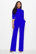 Load image into Gallery viewer, Women Mock Neck Tie-Waist Half Sleeve Jumpsuit