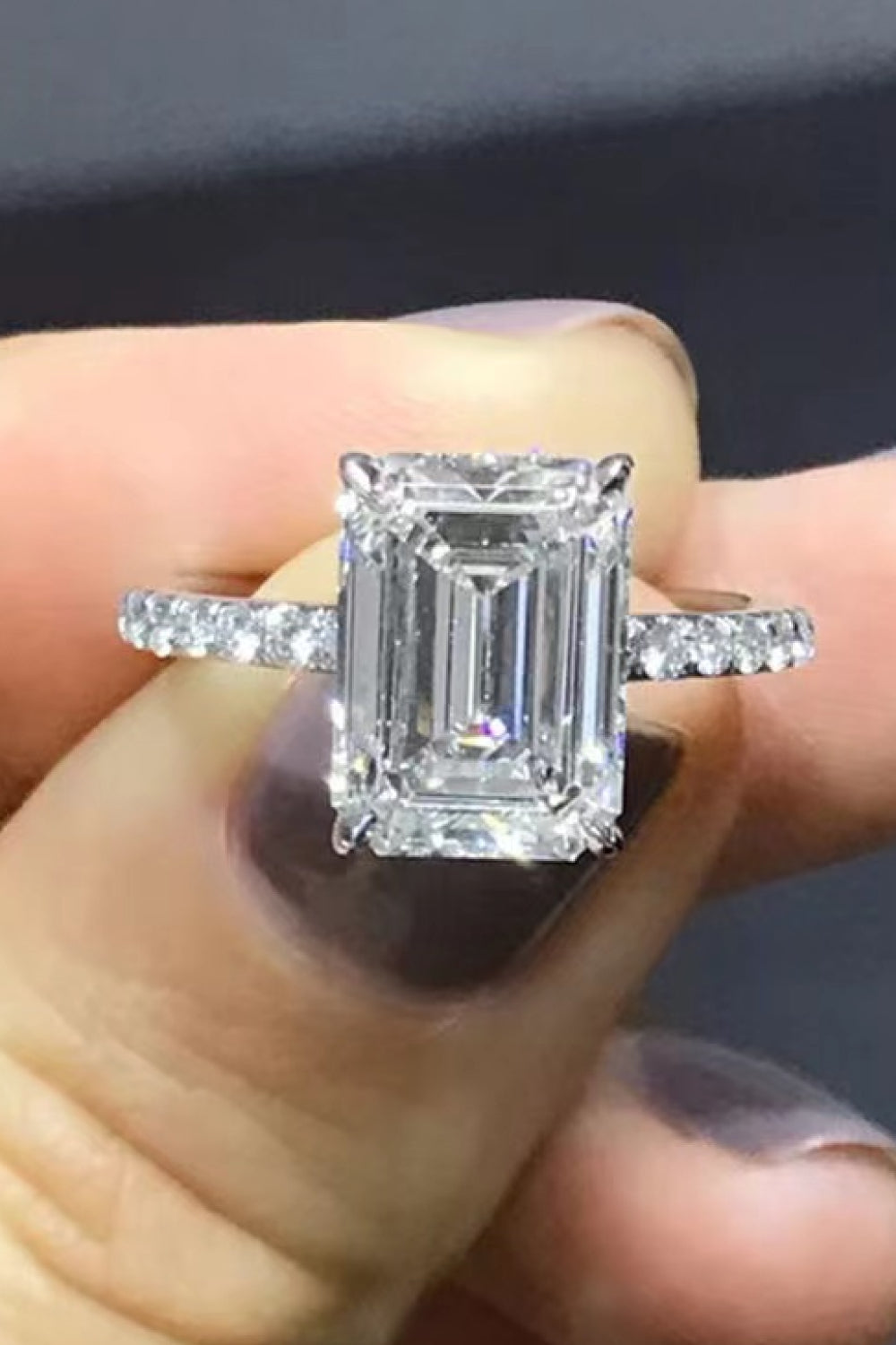 Women 5 Carat Moissanite Side Stone Ring