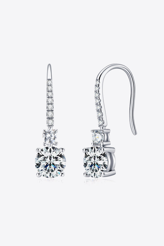 Women 2 Carat Moissanite 925 Sterling Silver Drop Earrings