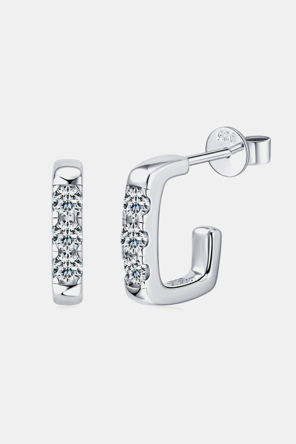 Women Moissanite 925 Sterling Silver Geometrical Huggie Earrings