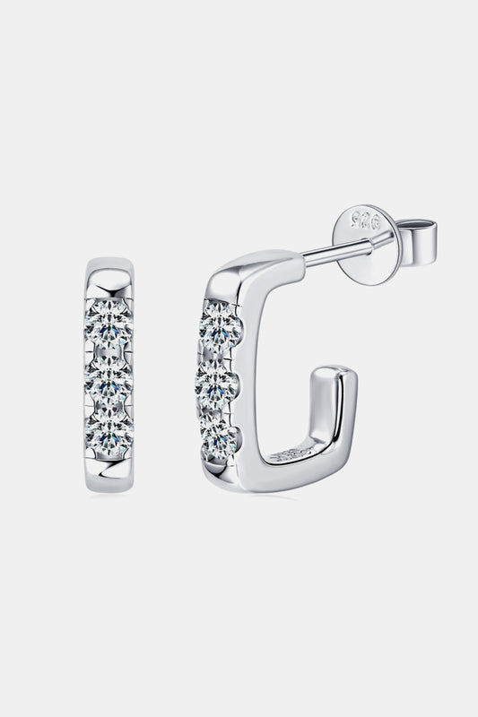 Women Moissanite 925 Sterling Silver Geometrical Huggie Earrings