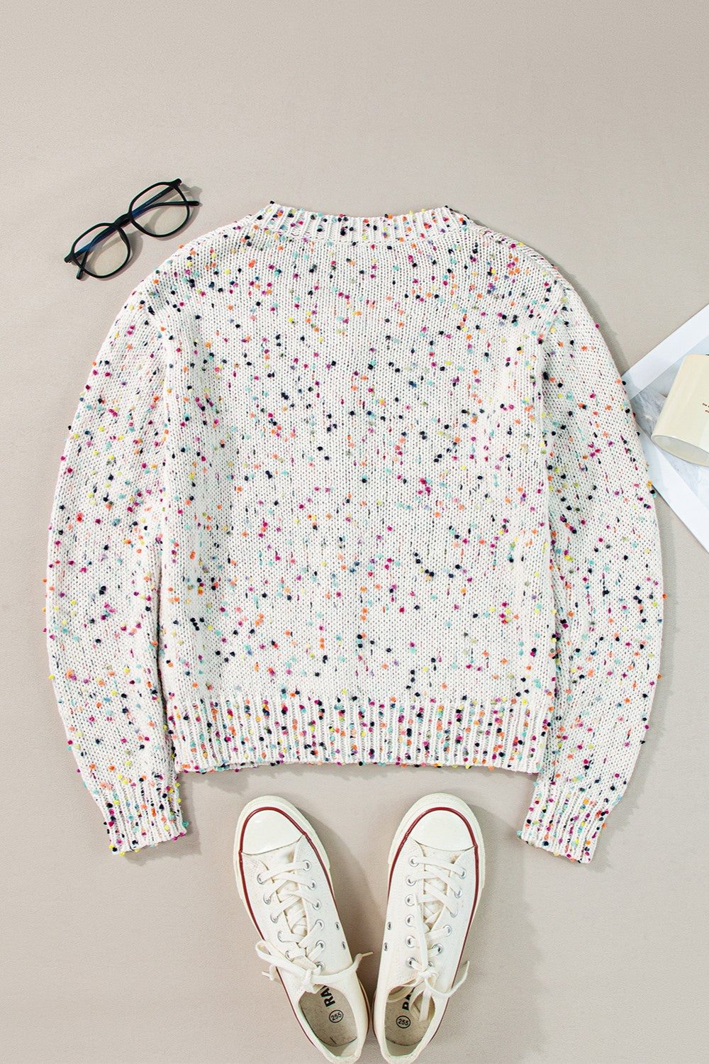 Women Confetti Button Up Long Sleeve Cardigan