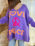 Load image into Gallery viewer, Women Peace Graphic V-Neck Long Sleeve Sweater