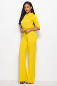 Load image into Gallery viewer, Women Mock Neck Tie-Waist Half Sleeve Jumpsuit