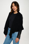 Load image into Gallery viewer, Women Knit Collared Faux Leather Crop Jacket