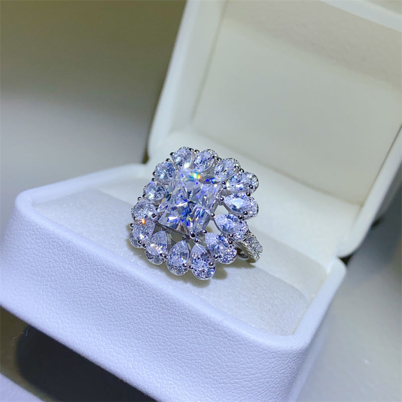 Women 3 Carat Moissanite 925 Sterling Silver Ring
