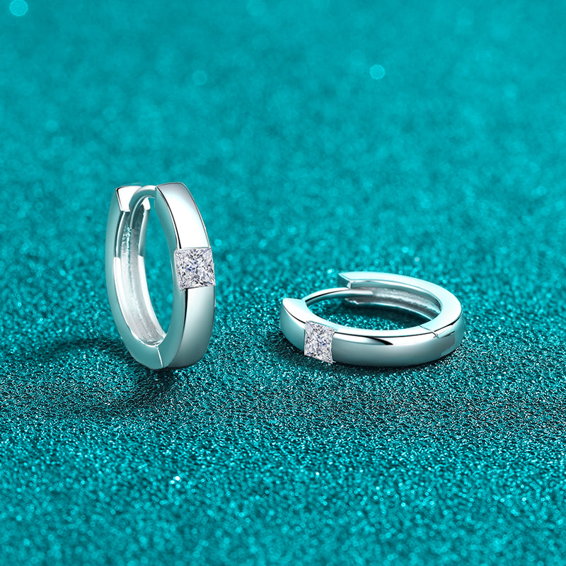 Women 925 Sterling Silver Moissanite Huggie Earrings