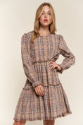 Load image into Gallery viewer, Women Full Size Washed Frayed Tiered Plaid Dress