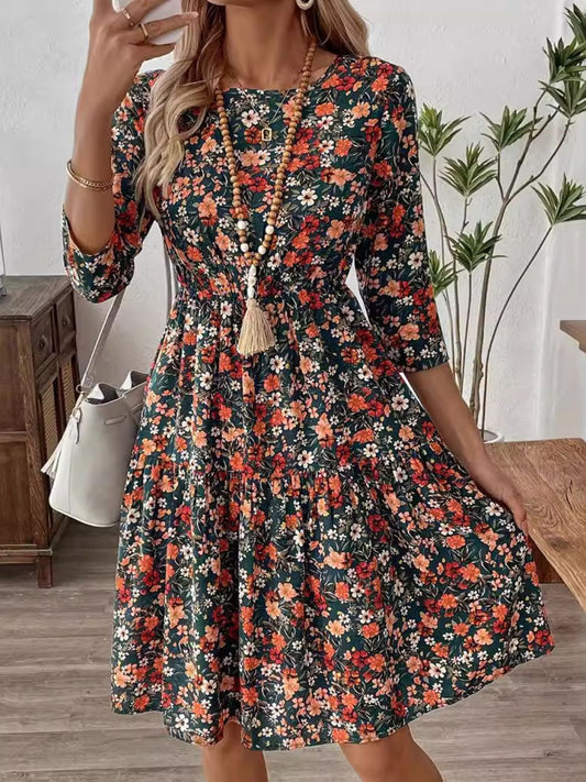 Women Floral Round Neck Dress