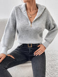 Load image into Gallery viewer, Women Half Zip Dropped Shoulder Sweater