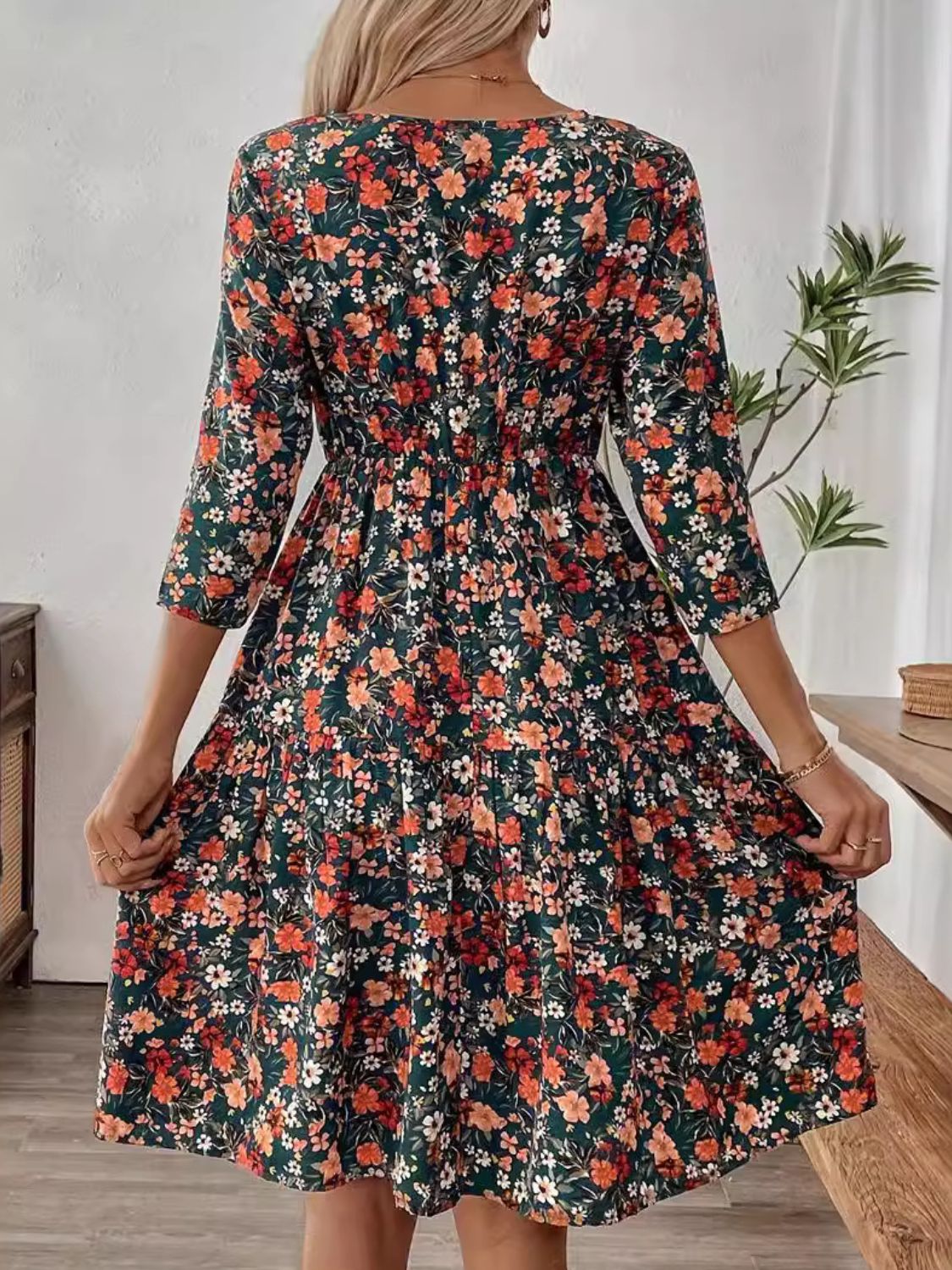 Women Floral Round Neck Dress