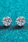 Load image into Gallery viewer, Women 2 Carat Moissanite Rhodium-Plated Stud Earrings