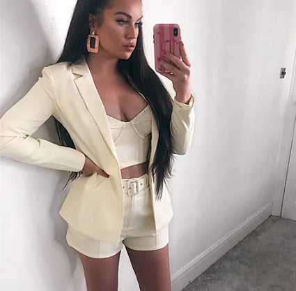 Women High-Waisted Slimming Two-Piece Short Jacket