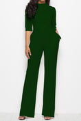 Load image into Gallery viewer, Women Mock Neck Tie-Waist Half Sleeve Jumpsuit
