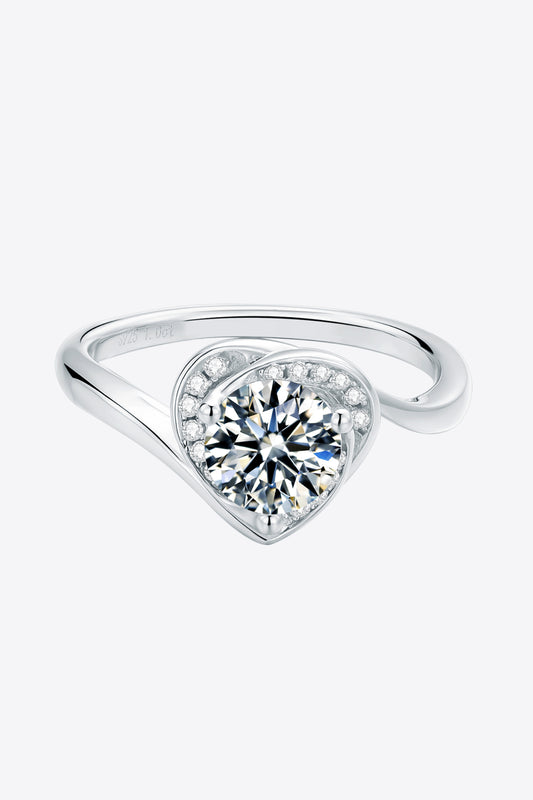 Women 1 Carat Moissanite 925 Sterling Silver Heart Ring