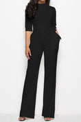 Load image into Gallery viewer, Women Mock Neck Tie-Waist Half Sleeve Jumpsuit
