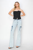 Load image into Gallery viewer, Women Full Size High Rise Cargo Flare Jeans
