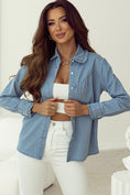 Load image into Gallery viewer, Women Button Up Long Sleeve Denim Top
