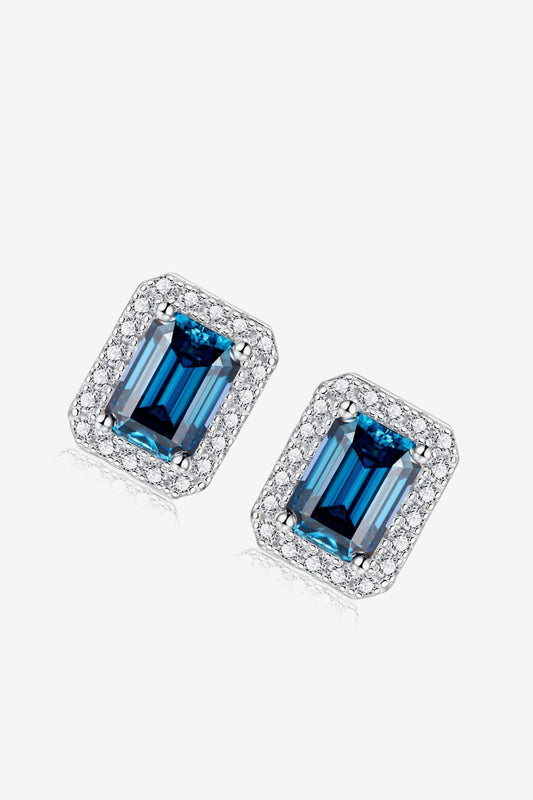 Women 2 Carat Moissanite Stud Earrings in Indigo