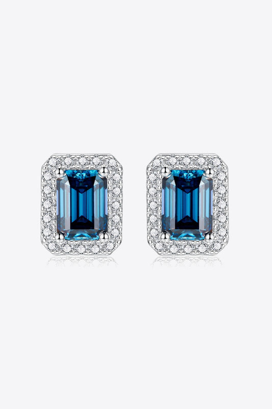 Women 2 Carat Moissanite Stud Earrings in Indigo
