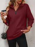 Load image into Gallery viewer, Women Mandy Zip-Up Dropped Shoulder Sweatshirt
