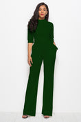 Load image into Gallery viewer, Women Mock Neck Tie-Waist Half Sleeve Jumpsuit
