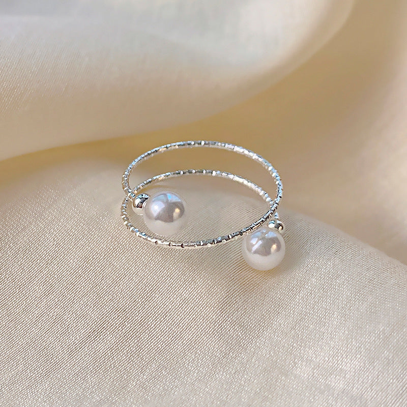 Women Pearl Ring Exquisite Stylish Opening Adjustable