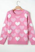 Load image into Gallery viewer, Women Pearl Trim Heart Round Neck Long Sleeve Sweater
