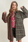 Load image into Gallery viewer, Women Snap Down Tweed Plaid Contrast  Longline Shacket
