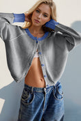 Load image into Gallery viewer, Women Contrast Button Up Long Sleeve Cardigan
