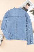 Load image into Gallery viewer, Women Drawstring Snap Down Denim Jacket with Chest Pockets

