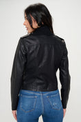 Load image into Gallery viewer, Women Knit Collared Faux Leather Crop Jacket
