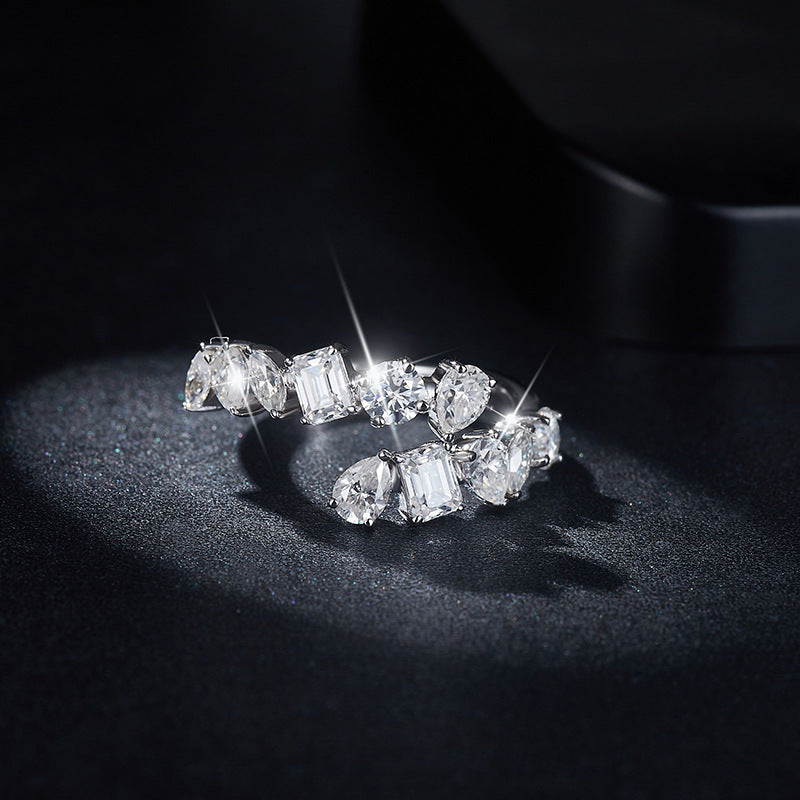 Women 2.6 Carat Moissanite 925 Sterling Silver Bypass Ring