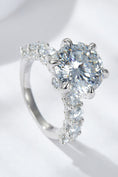 Load image into Gallery viewer, Women 3-Carat Moissanite Platinum-Plated Side Stone Ring

