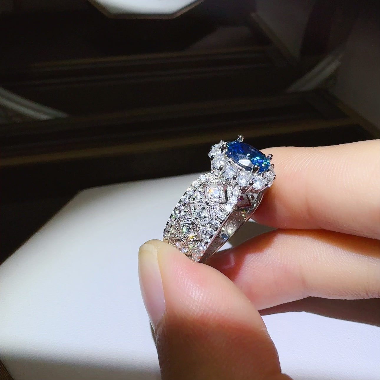 Women 1 Carat Moissanite Zircon 925 Sterling Silver Ring