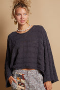 Load image into Gallery viewer, Women Round Neck Cable Knit Cropped Sweater
