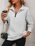 Load image into Gallery viewer, Women Mandy Zip-Up Dropped Shoulder Sweatshirt
