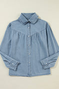 Load image into Gallery viewer, Women Button Up Long Sleeve Denim Top
