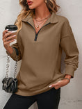 Load image into Gallery viewer, Women Mandy Zip-Up Dropped Shoulder Sweatshirt
